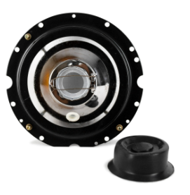 FAROL H5 (COM ADAPTADOR H4) LENTE DE VIDRO RAIADA ARO E REFLETOR EM ACO 180MM LADO DIREITO/ ESQUERDO FORTLUZ FL315SL
